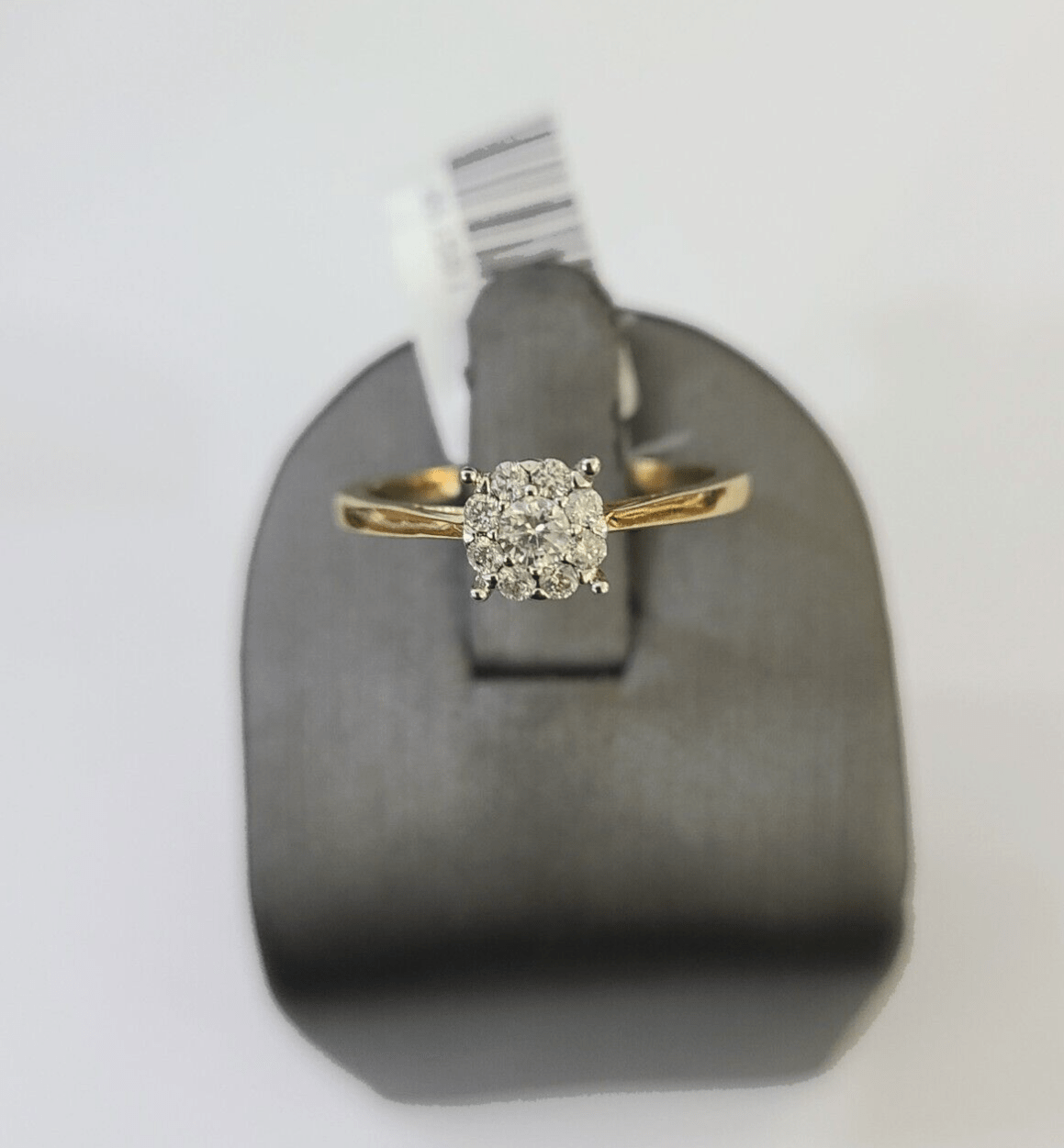Real 10k Yellow Gold Diamond Ladies Ring Flower Shaped Women Engagement Casual - GoldenlinQ